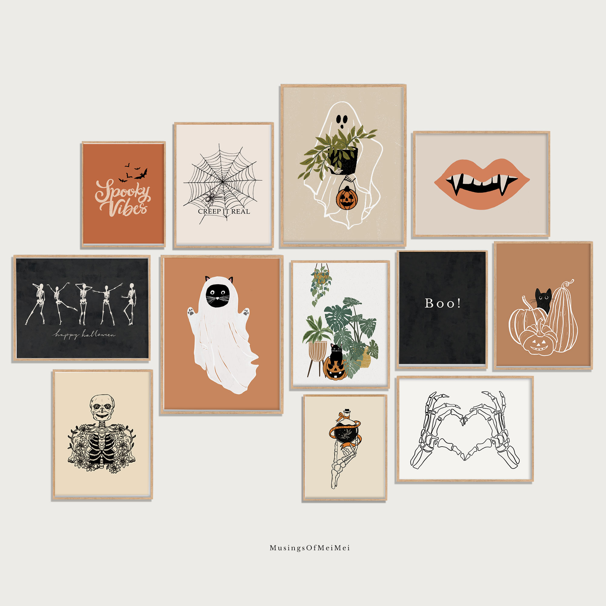 Halloween gallery wall art set